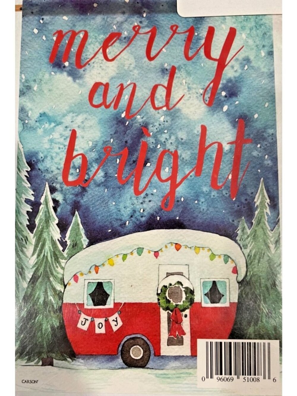 Christmas Camper Merry Bright Large House Flag 28x40 Double Sided Winter Decor